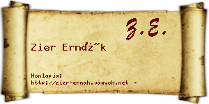 Zier Ernák névjegykártya